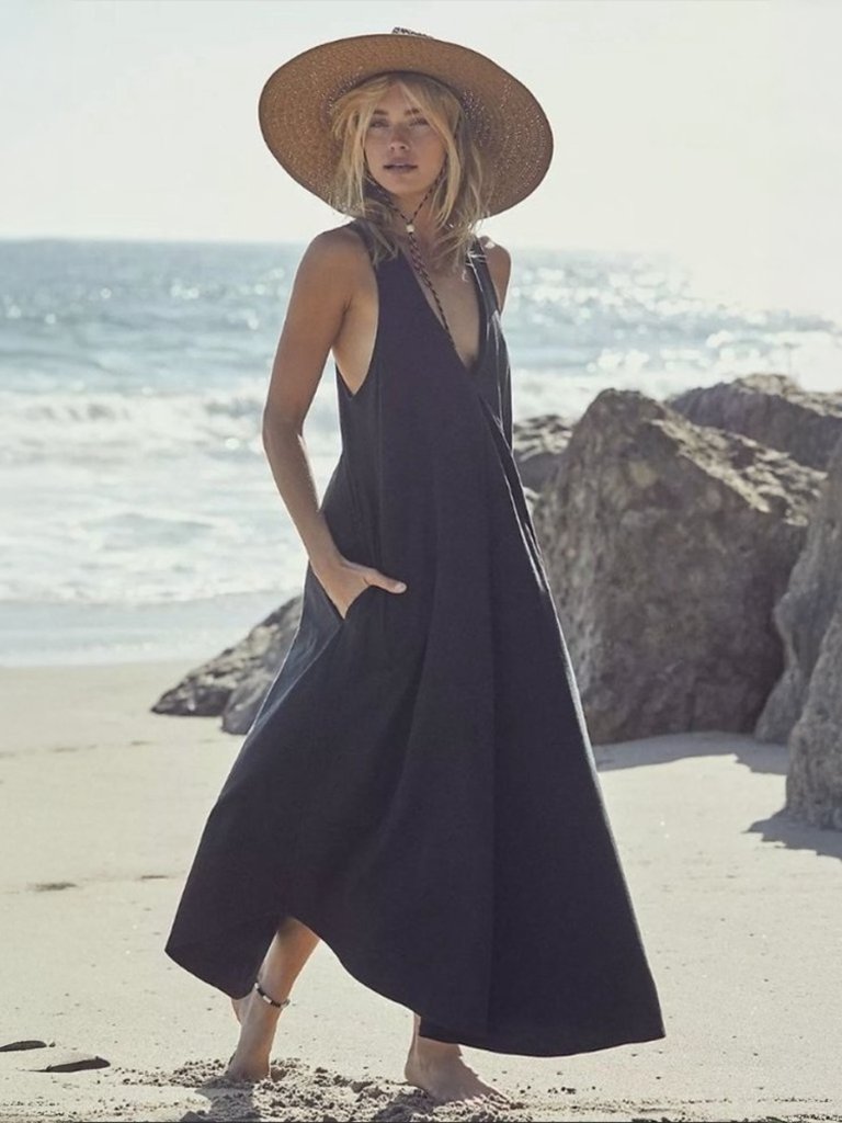 Free People Beach Luisa Midi Dress In Black Medium